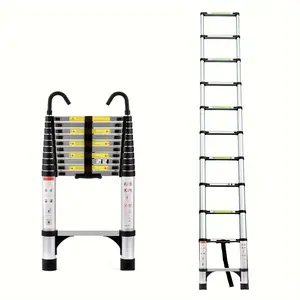 1pcs,Telescopic ladder, 10.5 ft aluminum lightweight Telescopic ladder, with 2 triangular stabilizers, heavy-duty 300 pounds (approximately 149.7 kilograms) maximum capacity, multi-functional foldable ladder, suitable for home or outdoor work