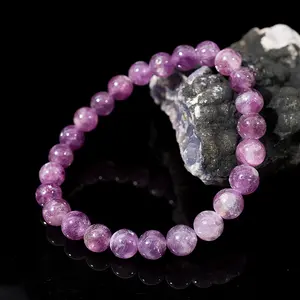 LOVSKAYA AAA Grade Purple Lepidolite Non-Natural Crystal Bead Bracelet - Unisex Adult Elegant Jewelry, Versatile Accessory for Casual to Formal Occasions