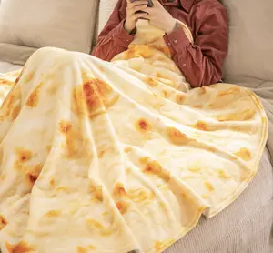 1 Pack Tortilla Blanket, Microfiber Flannel Blanket, Round Shape, Lightweight, Soft and Comfortable, 59", Washable