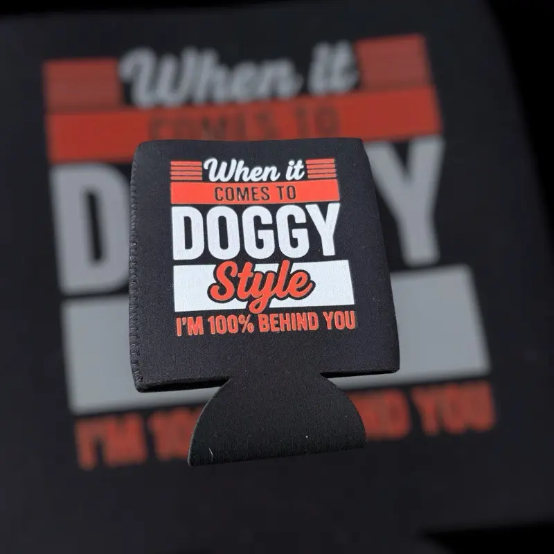 5 PACK!!! Funny drink can coolers black Custom Neoprene Koozies Can Coolers for 12oz 16oz 20oz 24oz and More Premium DTF Print Heat Pressed One Sided Funny Unhinged Designs Great for Men Women Girls. Doggy, cake, gyno, eat healthy, bad day to be a