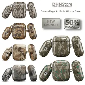 Camouflage AirPods Glossy Case, Rugged Hunting Camo Earbud Cover, RealTree Style Forest Print Shell, Tactical Hexagon Camo Accessory AirPods Cover for AirPods 4 Airpods 3 AirPods 1st Gen 2nd Gen Airpods Pro 2 AirPods Pro Gen 3