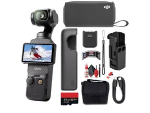 DJI Osmo Pocket 3 Gimbal Camera | 4K60 Video | 1-Inch Sensor | ActiveTrack 6.0 | Content Camera for Vlogging (CP.OS.00000301.01) + 50-in-1 Action Accessory Kit + 64GB Memory Card + More
