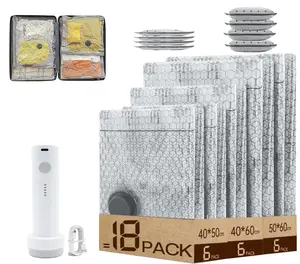 space-saving  organizer Cordless Travel Vacuum Storage Bag Set,With USB Rechargeable Air Pump,9/18 Pcs Reusable Compression Bags for Clothes Luggage Bedding,pace Saver Bags for Travel & airtight Home Organization, carry-on size compression packing bags,