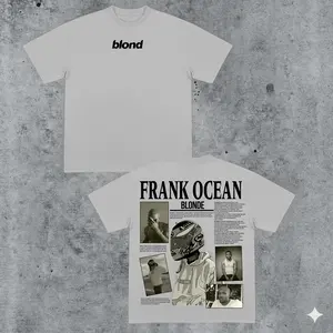 Frank Ocean Blonde Vintage T-Shirt - Retro 90s Graphic Music Merch - Ash Grey Oversized Streetwear - Blonde Album Collage Aesthetic Tee