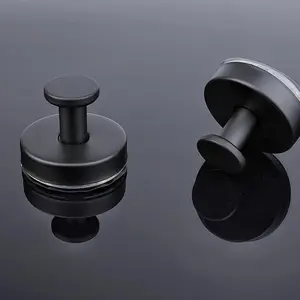 Suction Cup Hooks No Drill Hooks Stainless Steel Hanging Hooks for Shower, Bathroom, Kitchen to Hang Towels, Robes, Loofah, Waterproof Hooks Mounting on Glass Doors Tile Mirrors(4 Pack, Black)