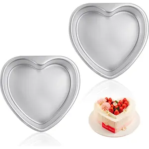 2 Pack Heart Shaped Cake Pans,10 Inch  Heart Cake Mold,Heat-Resistant Baking Moulding Pans Fixed Bottom Heart  Mold for Valentine Day Wedding Birthday Party,
