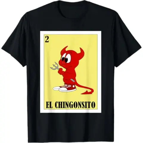 Men's 100% Cotton Round Neck Shortsleeve Graphic Tshirt - El Chingonsito, Cartoon Art, Mexican Motif, Casual Fashion Artwork Tee Top for Men