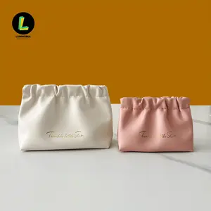 Ruched Drawstring Leather-Like Storage Pouch: Minimalist Light Luxury Organizing Item Cloud Bag Storage Folds Bag Shrapnel Bag Women's Travel Portable Storage Bag Lipstick Cosmetic Bag Carry-On Bag Data Cable Change Bag