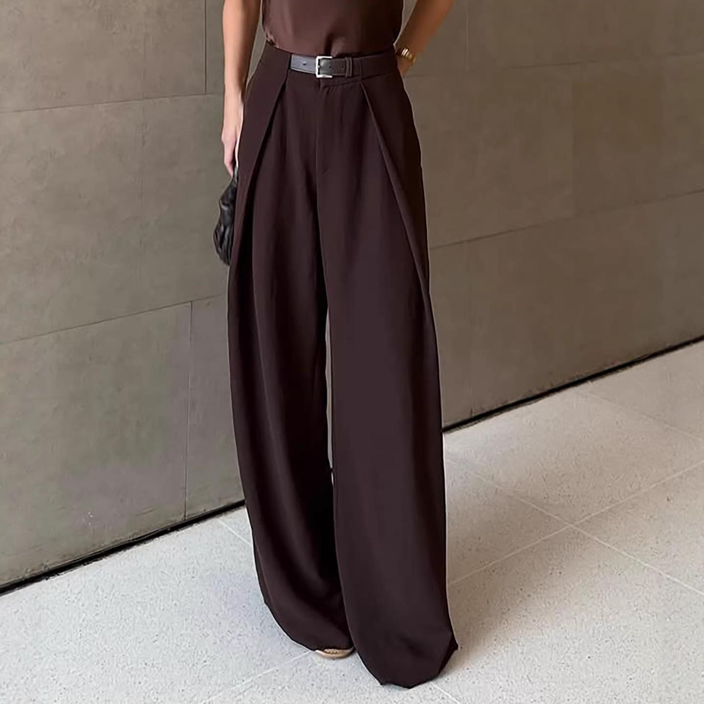 Spring/Summer New 2026 Fashionable and Elegant Commuting Casual Solid Color Women's Loose Curved Pants