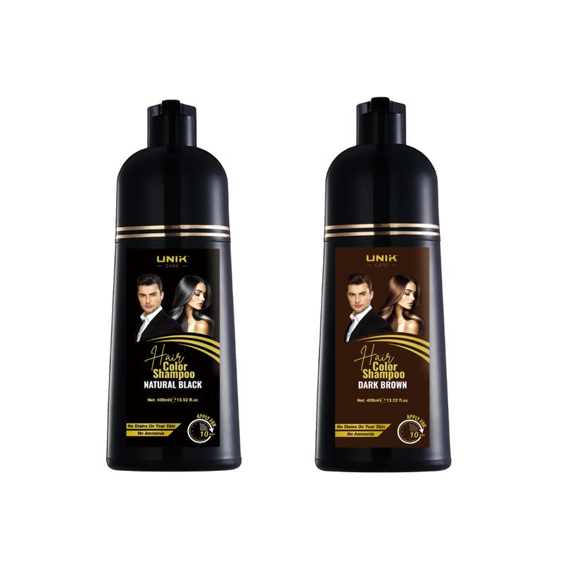UNIK Care Hair Color Shampoo Natural Black 400ml No Stains No Ammonia for Vibrant Hair Color Safe Gentle Formula