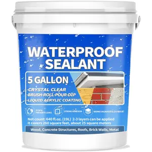 Liquid Waterproof Sealant Clear - 5 Gallon, Wall Bathroom Roof Water-Based Waterproof Coating, Invisible Repairing Leak Patch & Seal Liquid Rubber Sealant for Indoor and Outdoor