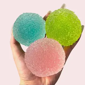 Handmade Crunchy Crystal Mochi Squishy Ball, Soft Non-Toxic TPR Stress Relief Squeeze Ball, ASMR Fidget Sensory Toy for Anxiety, Portable Calming Toy for Kids Teens Adults Office School Home Travel Gift