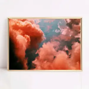 Pink Sky Painting , Sunset Clouds Wall Art, Retro Girly Apartment Decor, Aesthetic Kitchen Bedroom Prints, Oil Painting, Moody Cottagecore