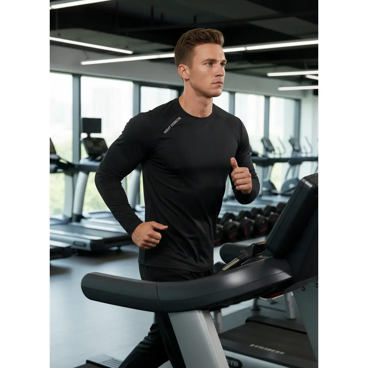 New spring and autumn style European and American style quick-dry long-sleeved T-shirt for men, casual sports fitness outdoor long-sleeved T-shirt for men, perfect for running