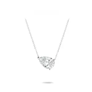 VAMERAY #3160 10 Carat Horizontal Pear Cut Solitaire Pendant Necklace
