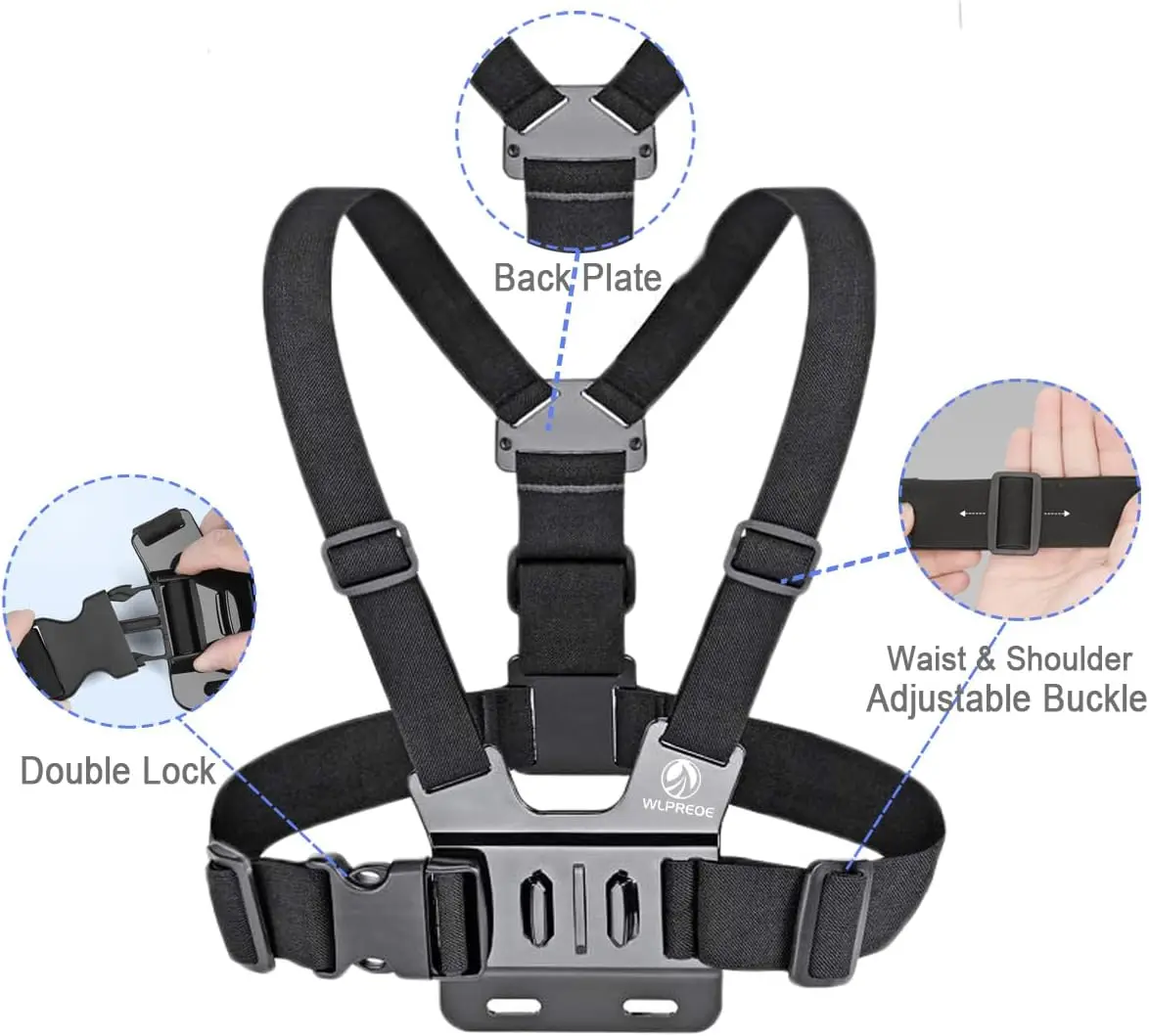 Phone Chest Mount Head Strap Accessories - Vlogging Kit for iPhone,POV Phone Holder Compatible With iPhone 17 Pro Max Plus 16 15 14 - Hands Free Body Camera Mount for Immersive Fishing Video Recording