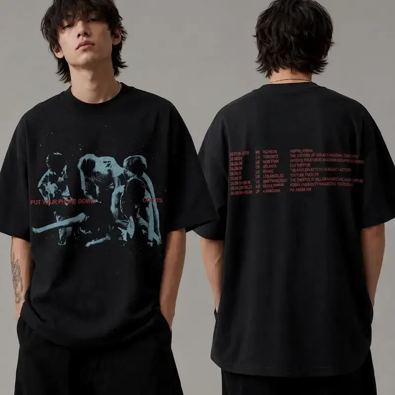 CORTIS Korean Boy Band T Shirt, Kpop Concert Graphic Tee, Vintage Black Double Sided Shirt, Unisex Idol Fan Streetwear Gift