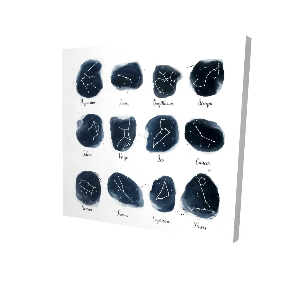 360 Stand 8x8 in. Zodiac Stars Constellations Galaxy Blue Wall Print - Artistic Home Decor Decoration, Room, Photo, Bedroom Art
