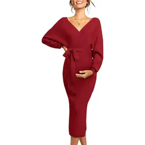 Saodimallsu Maternity Nursing Dress Sweater Dress for Women Wedding Guest Dress Baby Shower Maternity Photoshoot Outfits