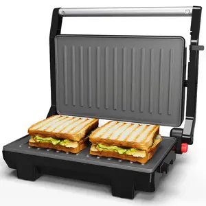Sunvivi Panini Press Sandwich Maker: Electric Panini Press Grill with Locking Lid, Portable Indoor Panini Maker with Nonstick Plates, 1000W Double-sided Grill with 180° Flat Opening, Easy to Clean
