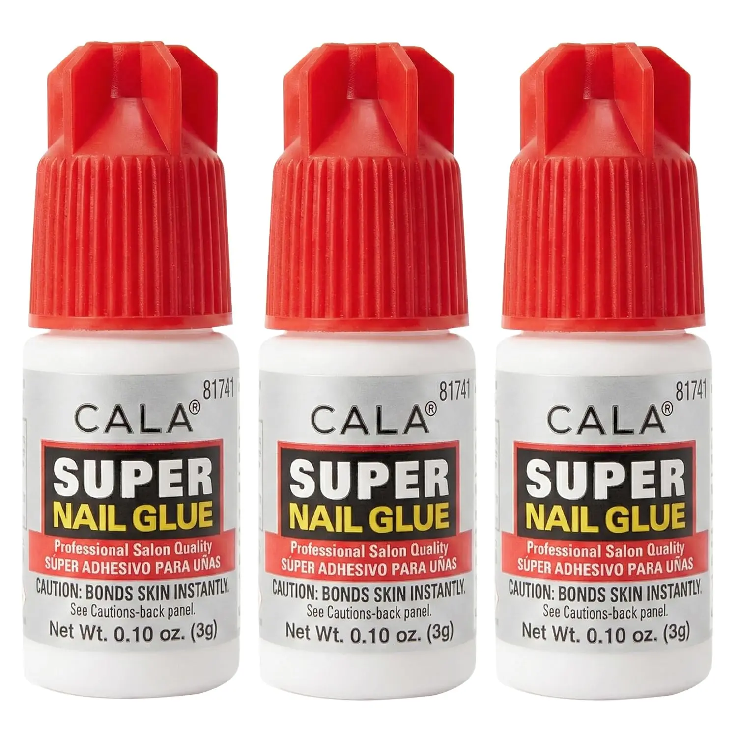 CALA Super Nail Glue for False Nails, Tips & Art Accessories, Strong Hold Quick Dry Adhesive, 0.10 oz - 3, 4, 8 or 12 Pack