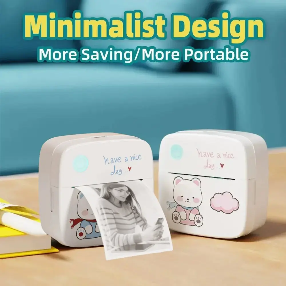 Mini Bluetooth Label Printer - 57mm Thermal Inkless Printer, 1200mAh Battery, 203dpi Speed, Compact Form, Compatible with iOS/Android for Home/Office Use, Labels/Stickers