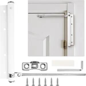 Stainless Steel Automatic Soft Close Safety Spring Door Closer with Screws, White, Suitable for Home and Hotel