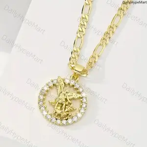 14K Gold Plated Bohemian Priest Pendant Necklace with CZ for Holidays Elegant Jewelry for Special Occasions and Gifts