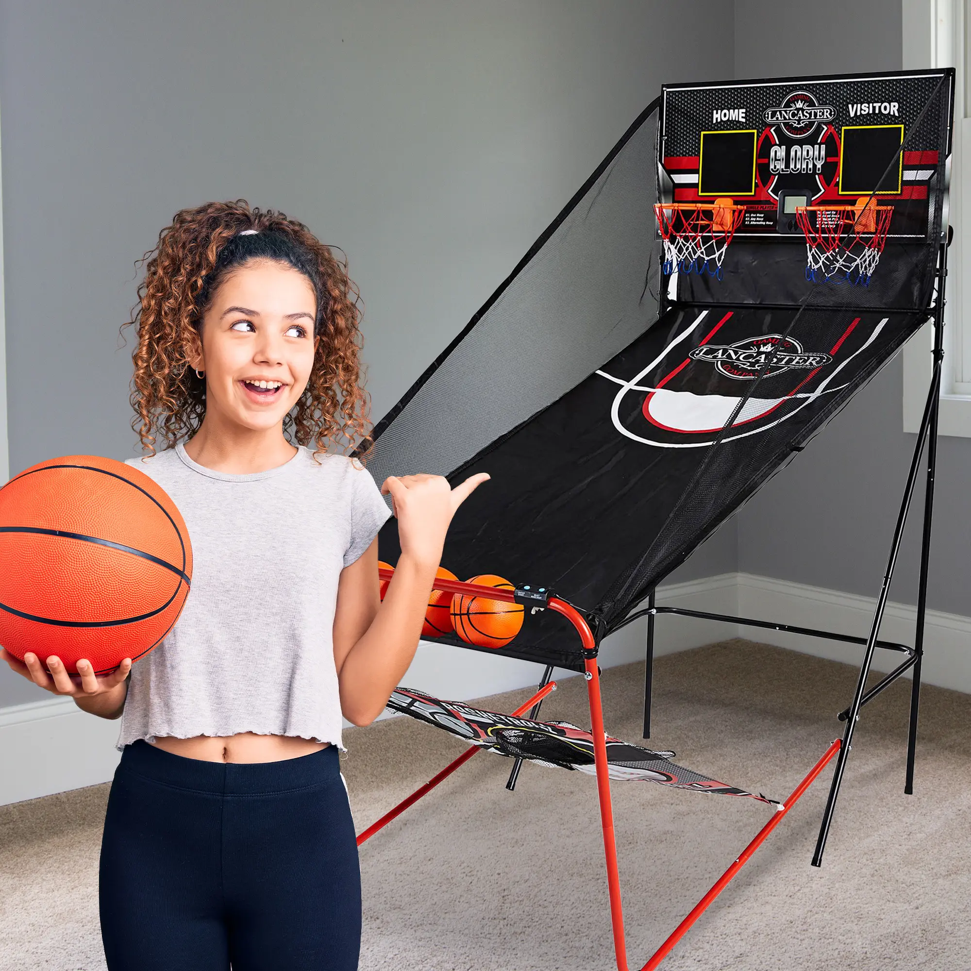 Lancaster Indoor Arcade Basketball Dual Hoop Shooting Game Set Lancaster Indoor Arcade Basketball Dual Hoop Shooting Game Set