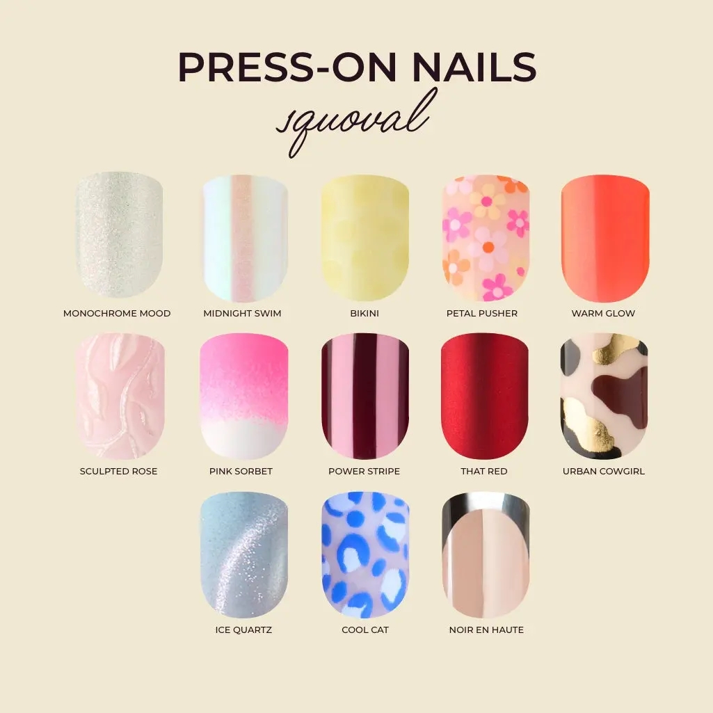 Kleo Kolor Squoval Press-On Gel Nails, Chip Resistant & Long-Lasting, 30 Pieces, Kit for Lazy Nail Method & Gel X at Home, Pressed On Nails, Glue-Free Adhesive