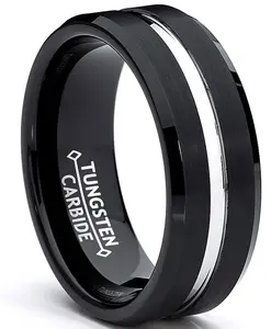8MM Two Tone  High Polish / Matte Finish Men's Tungsten Ring Wedding Band Sizes 6 to 15