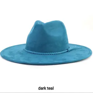 Dark Teal 10CM Wide Brim Fedora Fashion Hat - 58 CM, Unique Design with Unique Closure, Stylish and Versatile Headwear