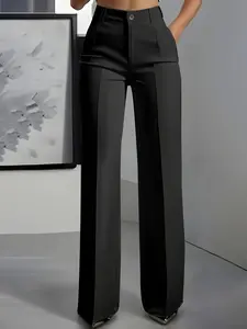 Women's New High-Waisted Flowy Straight Leg Suit Pants, Simple and Elegant Design, Perfect for Daily Wear and Office