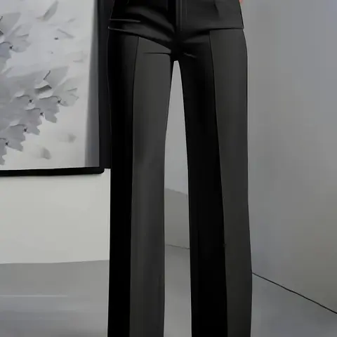 Women's New High-Waisted Slim Flowy Straight Leg Solid Suit Pants, Simple and Elegant Design, Perfect for Daily Wear and Office