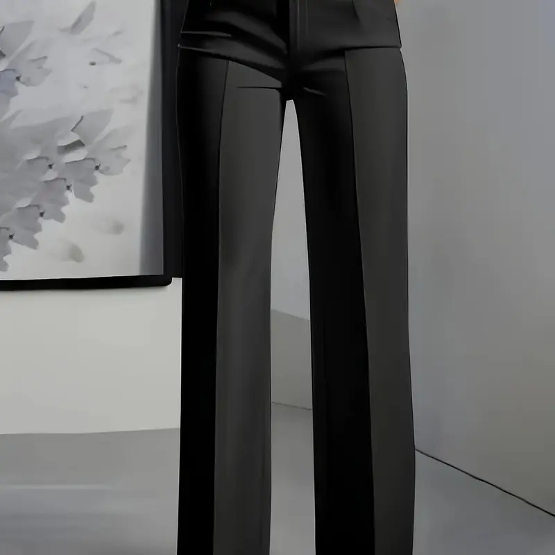 Women's New High-Waisted Slim Flowy Straight Leg Solid Suit Pants, Simple and Elegant Design, Perfect for Daily Wear and Office
