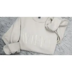 Embroidered Wifey Crewneck Sweatshirt or Hooded Sweatshirt, Bride Sweatshirt, Couples sweatshirt