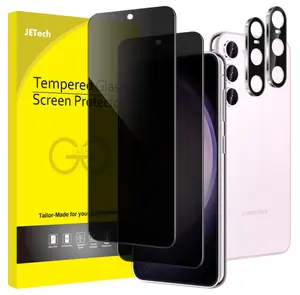 JETech Privacy Screen Protector for Samsung Galaxy S23+ / S23 Plus 5G 6.6-Inch with Camera Lens Protector, Anti-Spy Tempered Glass Film, Fingerprint ID Compatible, 2-Pack Each