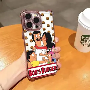 Cartoon B-Bob's Burgers Phone Case for iPhone 17 Air 16 15 14 13 12 11 Pro Max Plus   - Shockproof Transparent Soft Back Cover