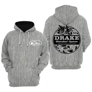 Drake Waterfowl 2 Sided Camo Hoodie 2, Men's Hunting Camo Hoodie, Mosy Oakk Bottomland , Vintage 3D , Gift Idea, Gift for Dad or Husband,Perfect For Outdoor Enthusiasts