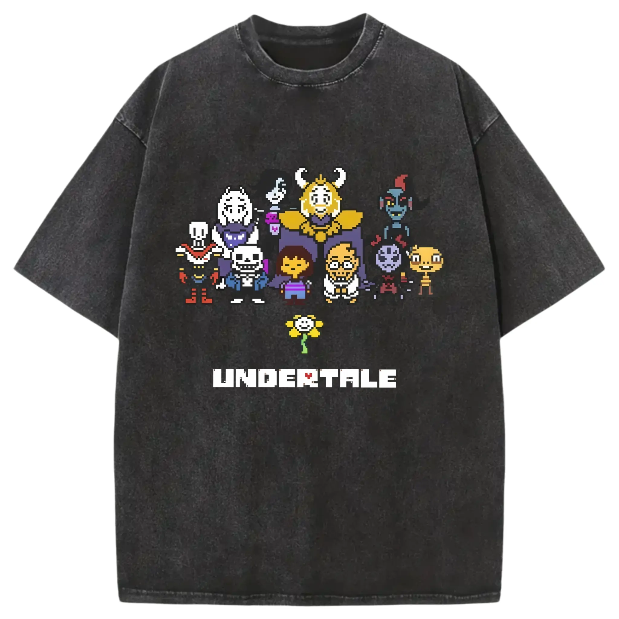 Vintage Sans Skeleton Graphic Tee | 100% Washed Cotton Shirt | Undertale Manga Harajuku Streetwear for Men & Women | Plus Size Gamer Valentine Gift
