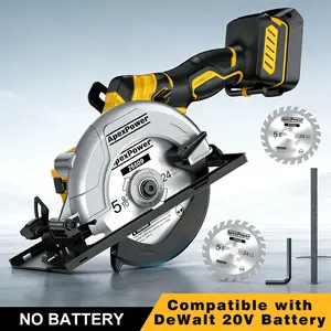 Brushless Electric MiniCircular Saw Kit, for Dewalt 20V Battery, Cordless Laser-Aided Circular Saw with 6-Inch Blades. Versatile for 0-90° Bevel Cuts, Includes Grinder, Rip Guide, 5900 RPM Max, Bare Tool Only