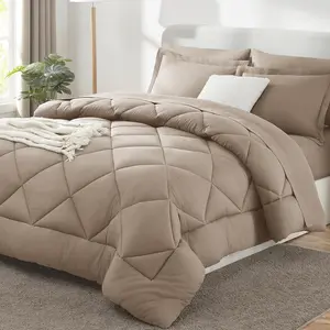 Queen Comforter Khaki - a Bag Queen Size 7, for Seasons, with Down Alternative Comforter,, Pillowcases  Shams