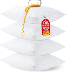 Utopia Bedding Set of 4 Waterproof Pillow Protectors with Zipper Standard Size (White), Ultra Soft Pillow Covers, Bed Bug and Dust Mite Proof Pillow Encasements, Moisture Wicking Pillow Cases