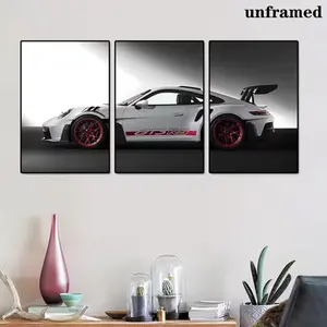 3pcs Pieces of Vintage Industrial Style Car Series Frameless Posters, Art Posters, Canvas Paintings, Wall Paintings, Living Room Home Decorations
