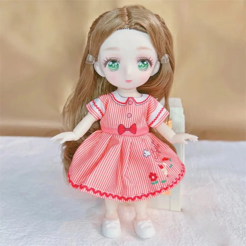 Yijun Toys 1pc 1/8 Scale 16cm Plastic BJD Ball-Jointed Doll Full Set - 3+y DIY Toy for Girls, Anime Eyes, Pre-Madeup, Fashion Apparel, Headdress, PC Gift, Women's Clothes