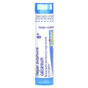 Boiron Hepar Sulphuris Calcareum, 6C, Dry Cough Relief, Approx 80 Pellets