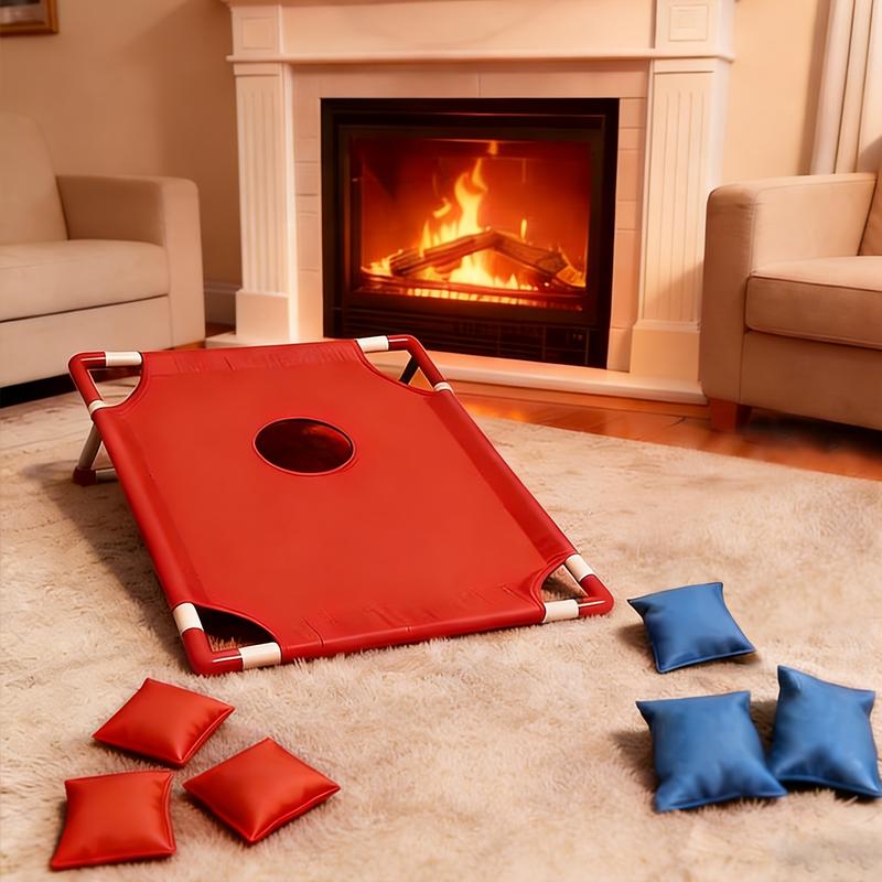 Red And Blue Portable Corn Hole Game Set, Foldable And Durable, Including 6 Bean Bags And 1 Storage Bag, Christmas Gift Box Training Throwing Game