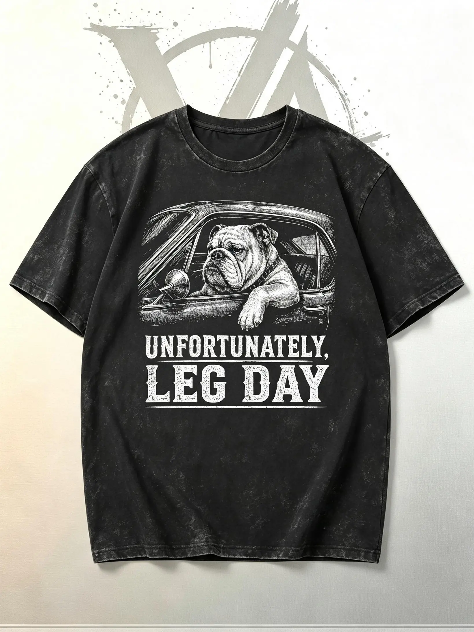 [AVT]Bulldog Driving T-Shirt: Unfortunately, Leg Day Humor Tee,unisex racing play classic car show, muscle car guy meet part lover,casual regular fit car merch,high-performance equipment tee,off-road supercross dirt bike fan gift,funny student shirts gym
