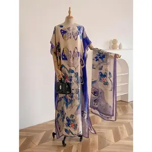 2025 New Women's Flower Butterfly Peacock Printed Shawl Scarf Set, Elegant Casual Soft Scarf Shawl Beach Vacation Set, Women's Fashion Accessories, Blanket Scarf, Handmade Scarf, Bohemian Style Shawl Baseball HatGift