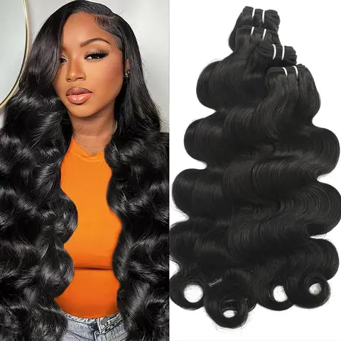 Karlami Loose Deep Wave Bundles Human Hair Water Wave Burmese Curly Human Hair with Spriral End 3c4a Quick Weave Body Wave Bundles Straight Hair for Women Natural Black Color